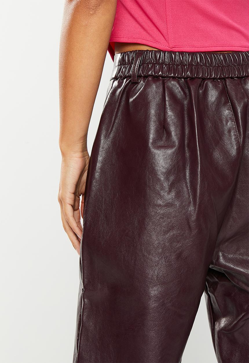 dailyfriday - Pu tapered trousers - burgundy