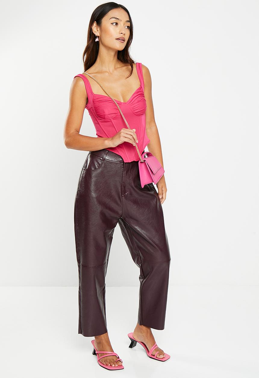 dailyfriday - Pu tapered trousers - burgundy