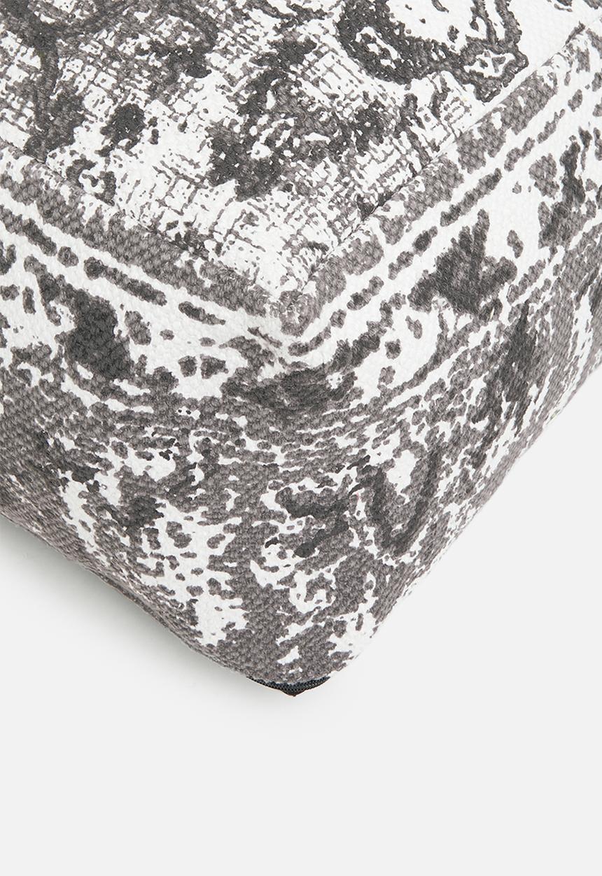Sixth Floor - Antique printed ottoman - charcoal