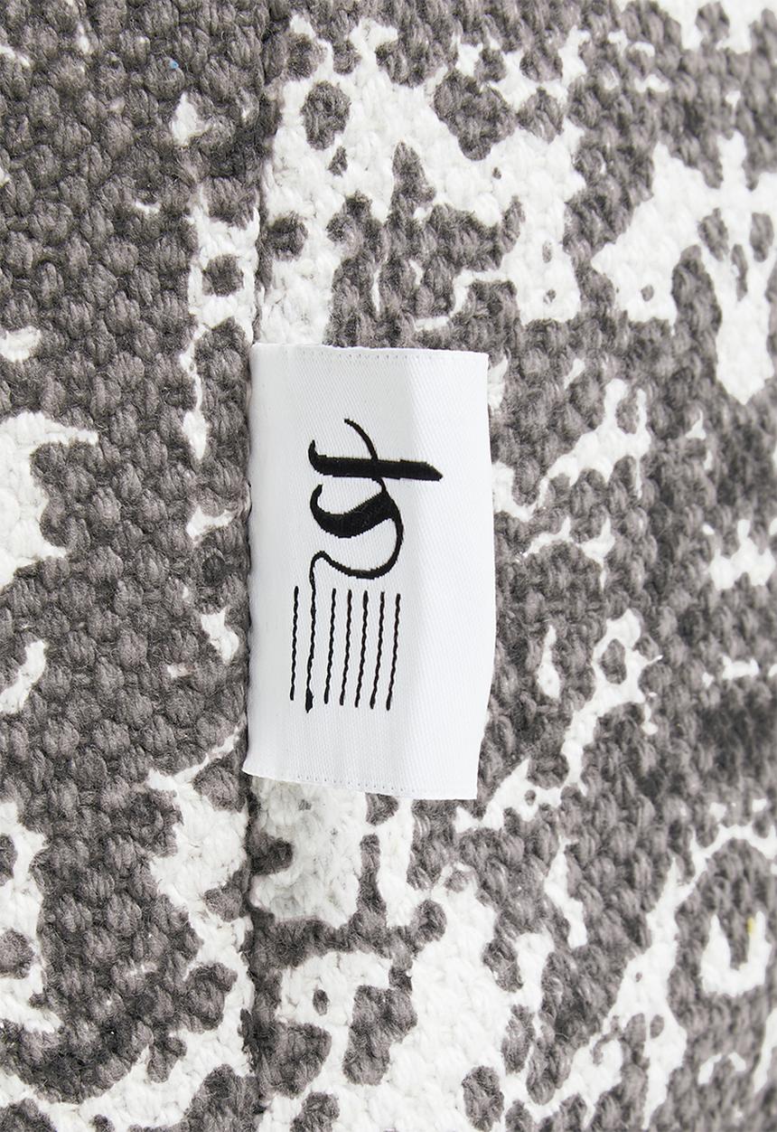 Sixth Floor - Antique printed ottoman - charcoal