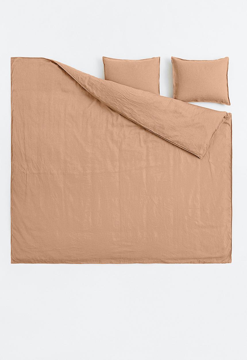 H&M - Linen double/king duvet cover set - beige