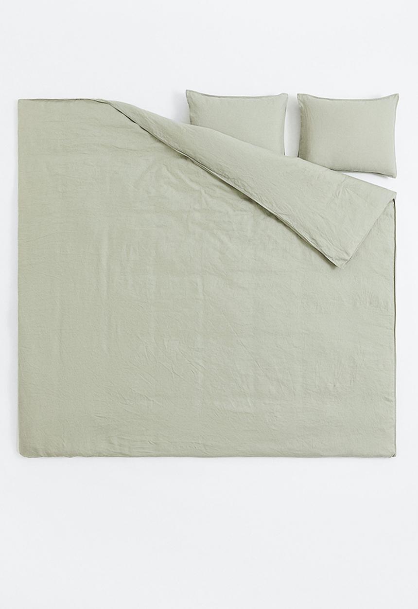 H&M - Linen duvet cover set - sage green