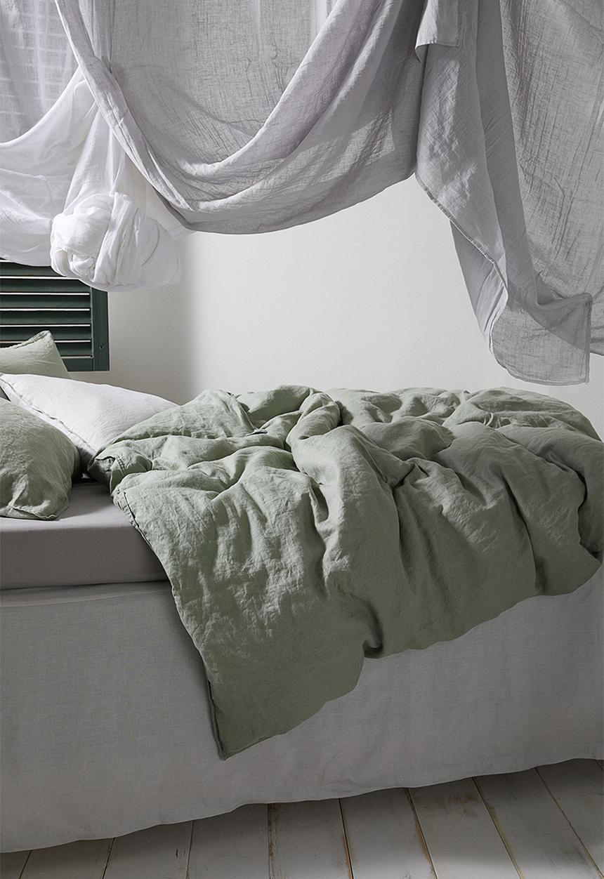 H&M - Linen duvet cover set - sage green