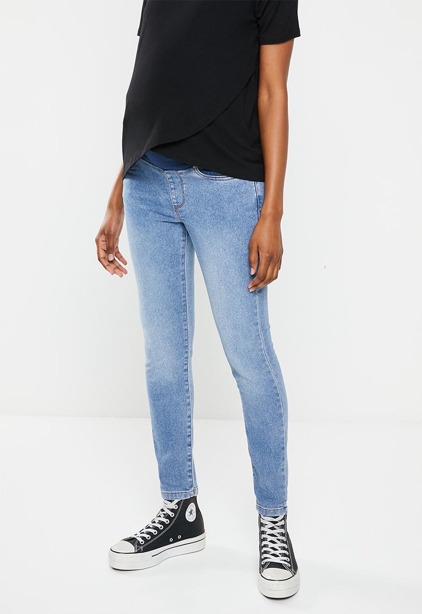Cotton On - maternity super stretch jean over belly - rain blue