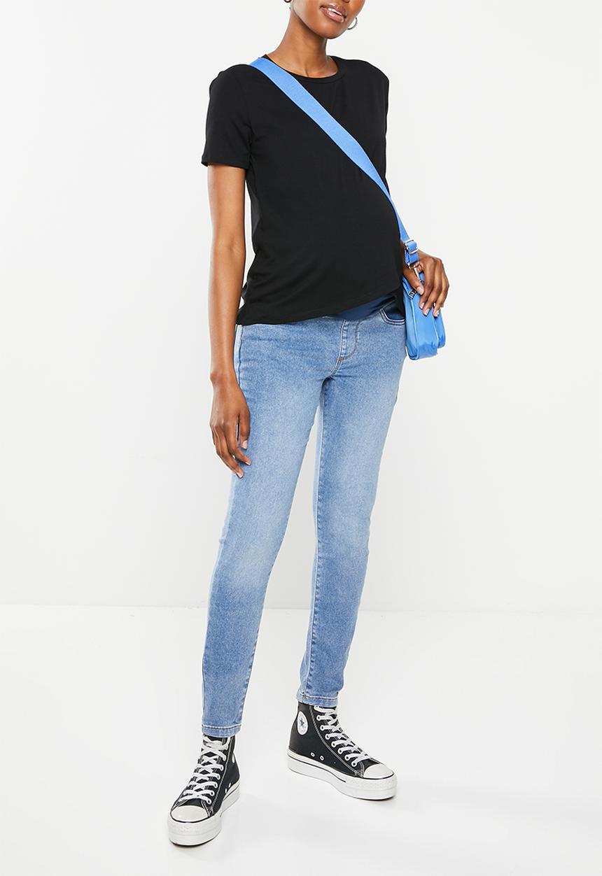 Cotton On - maternity super stretch jean over belly - rain blue