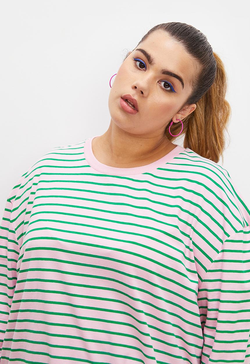 Blake - Stripe oversized tee - pink & green stripe