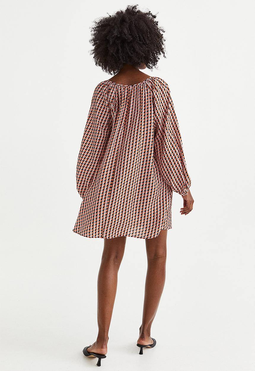 H&M - Balloon-sleeved crêpe dress - pink/patterned