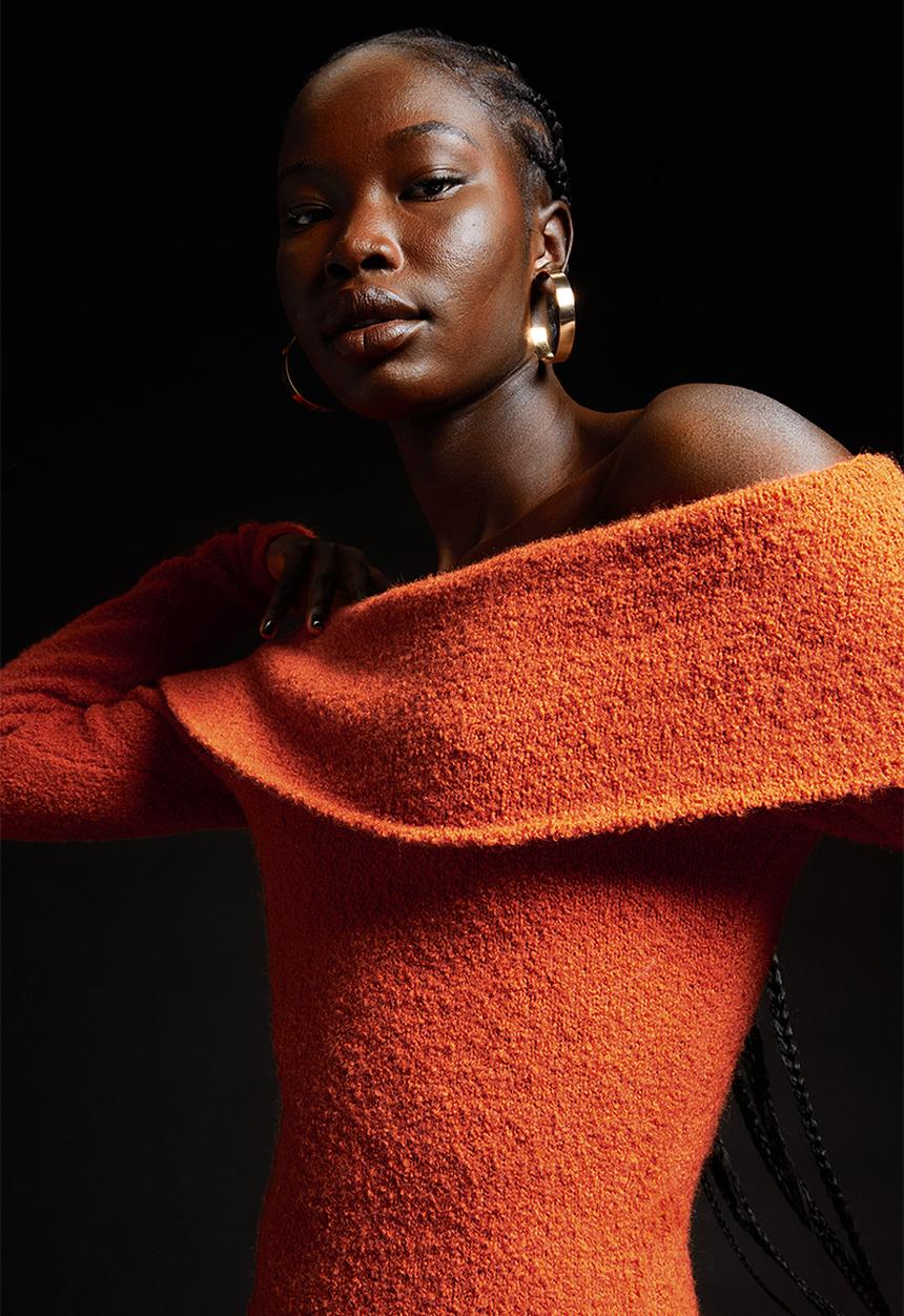 H&M - Off-the-shoulder dress - orange 