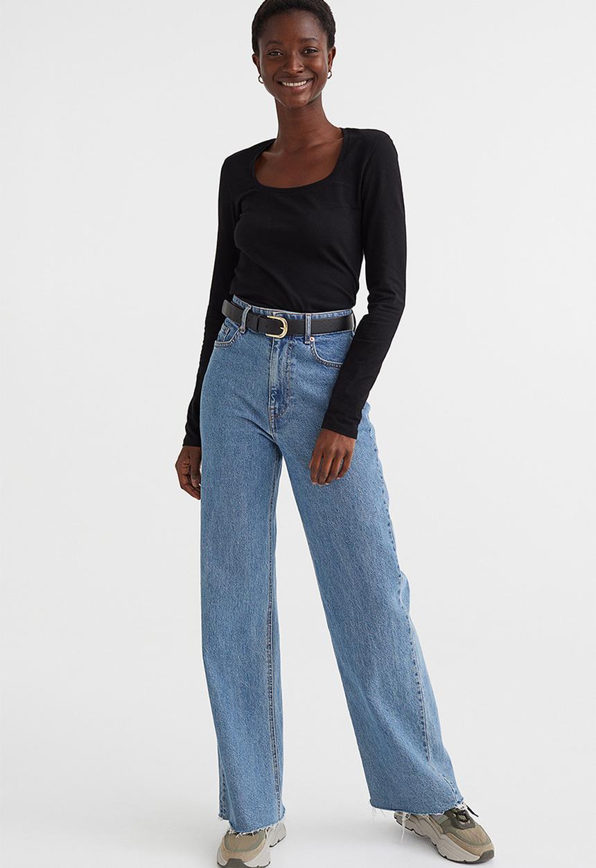 H&M - Long-sleeved jersey top - black