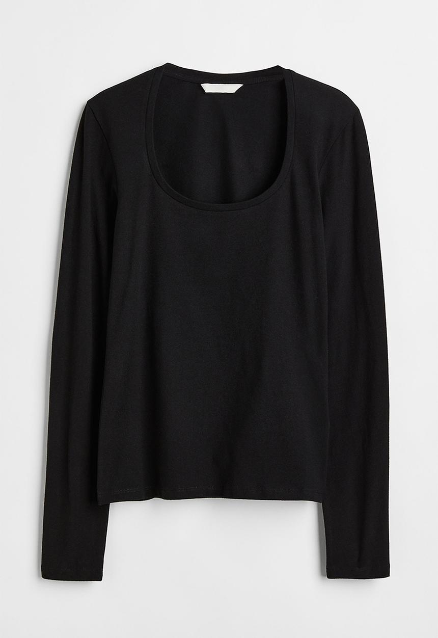H&M - Long-sleeved jersey top - black