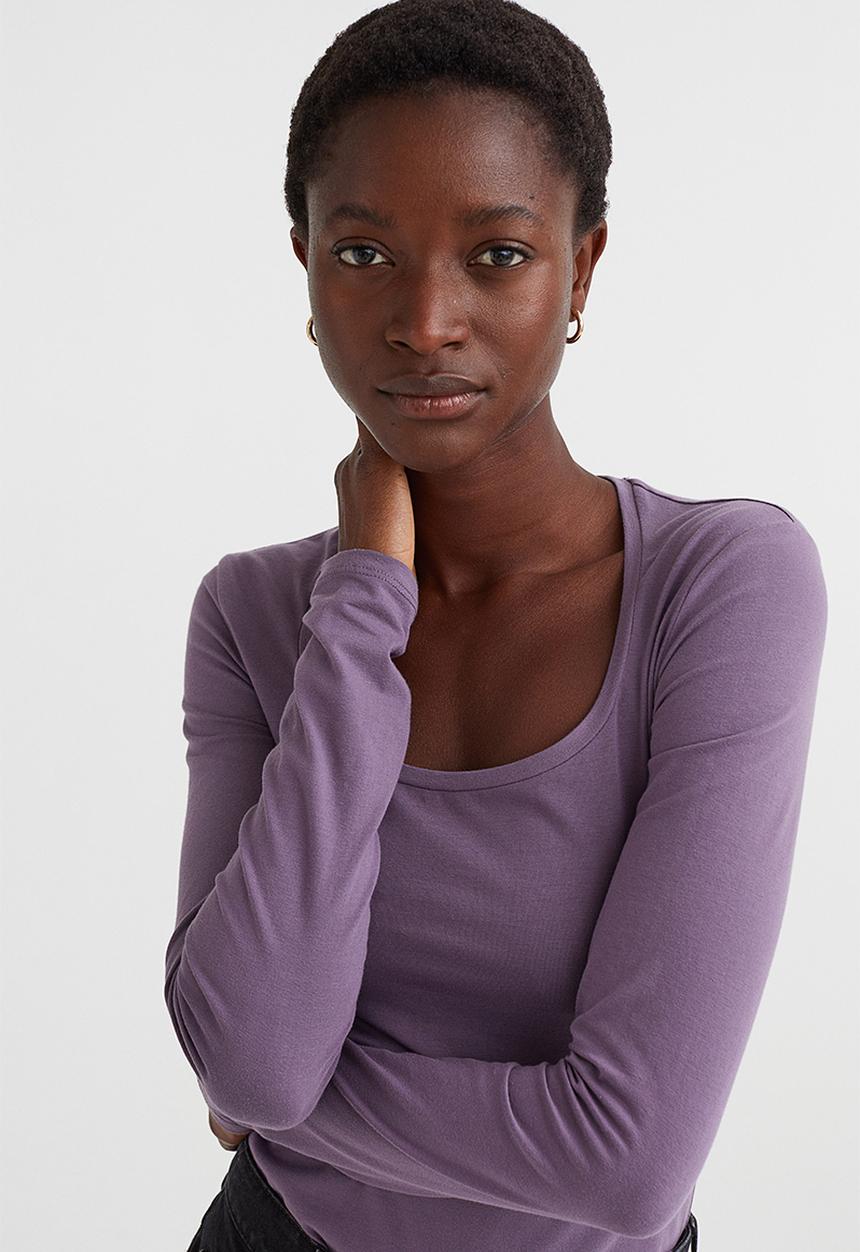 H&M - Long-sleeved jersey top - purple