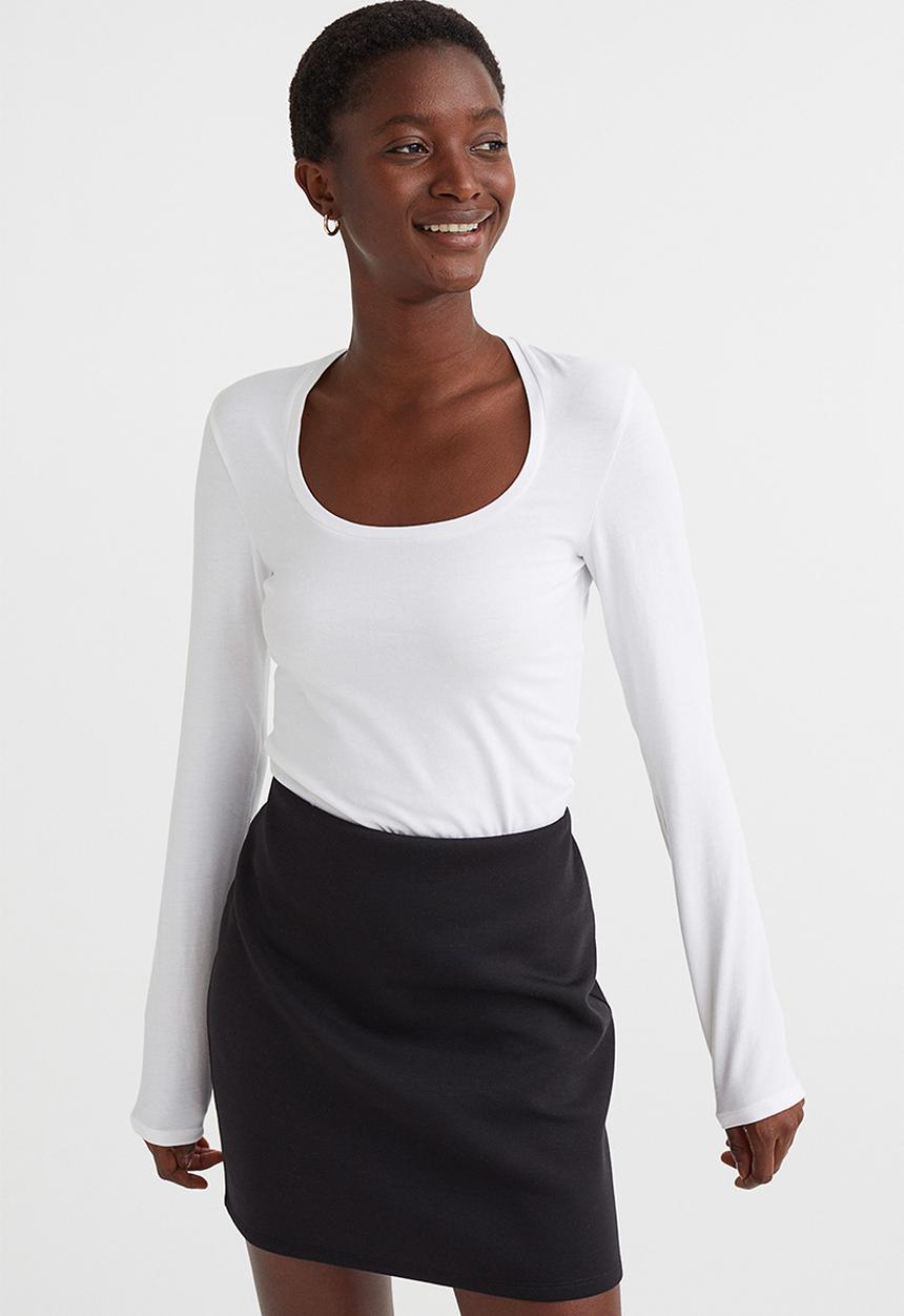 H&M - Long-sleeved jersey top - white