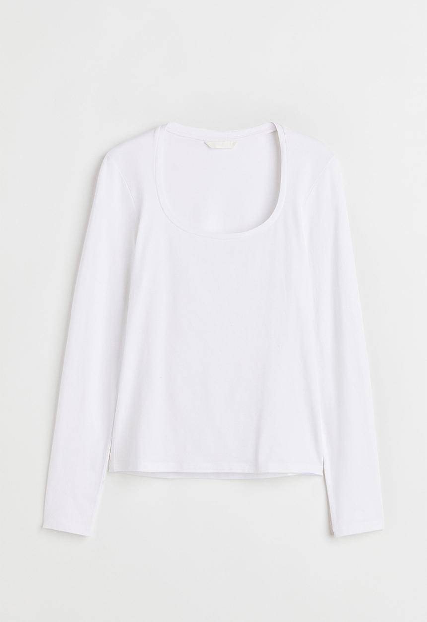 H&M - Long-sleeved jersey top - white