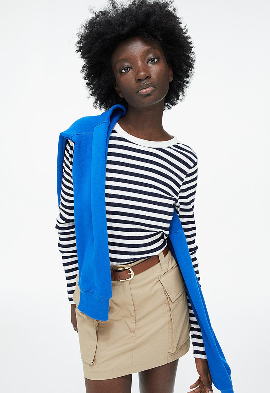 H&M - Ribbed top - black/white striped