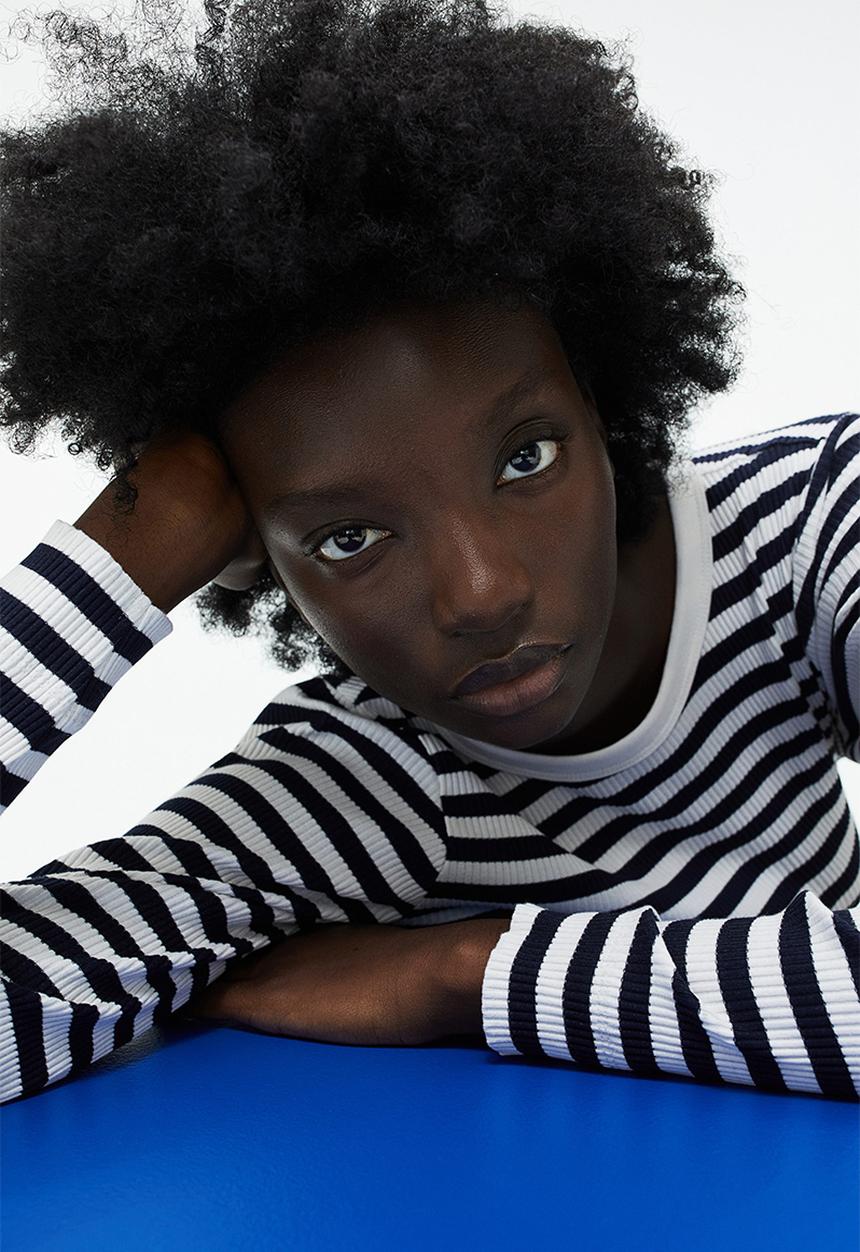 H&M - Ribbed top - black/white striped