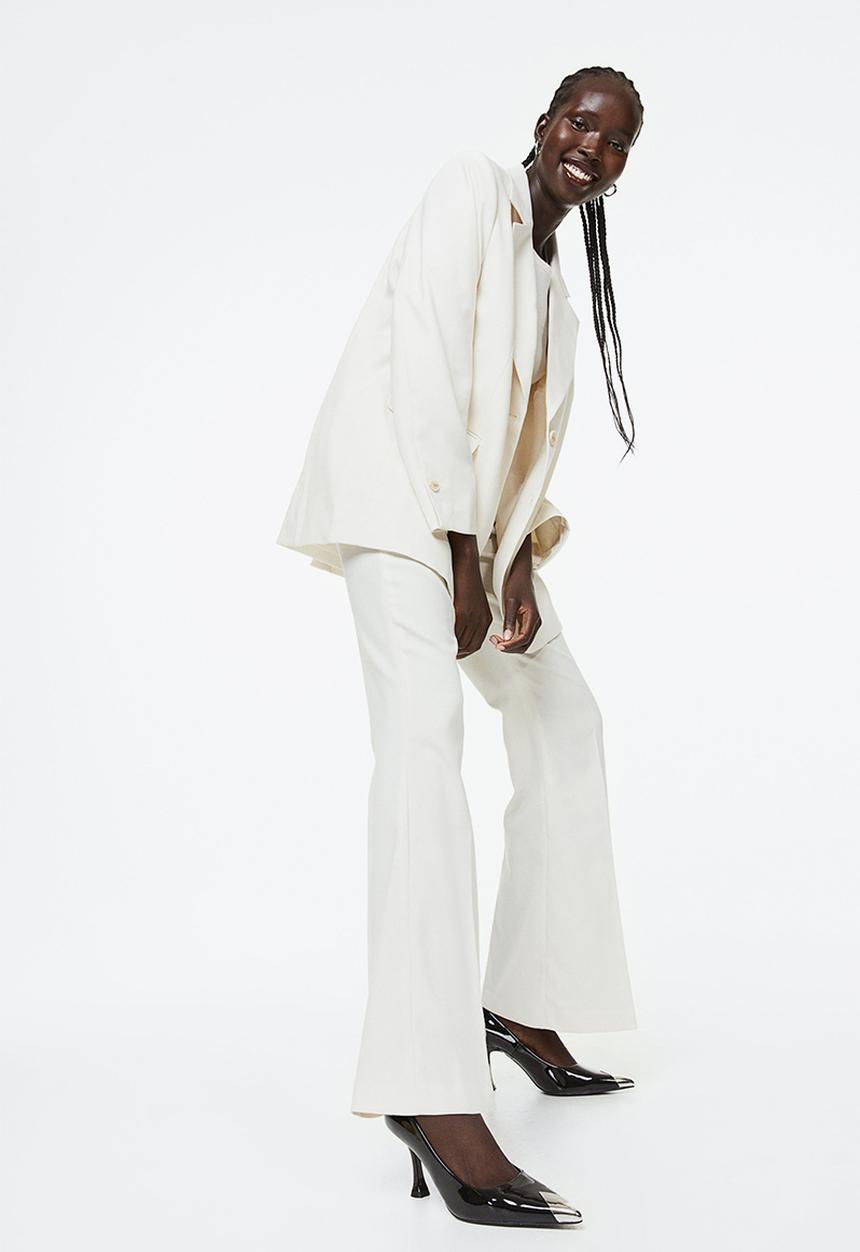 H&M - Flared tailored trousers - natural white