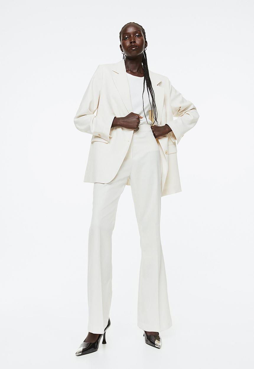 H&M - Flared tailored trousers - natural white