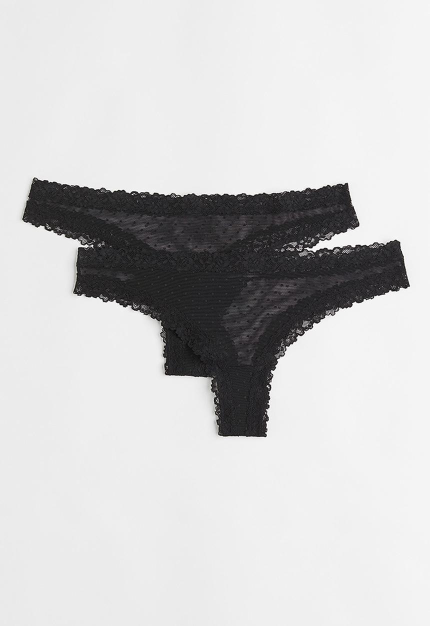H&M - 2 Pack brazilian briefs - black/spotted 
