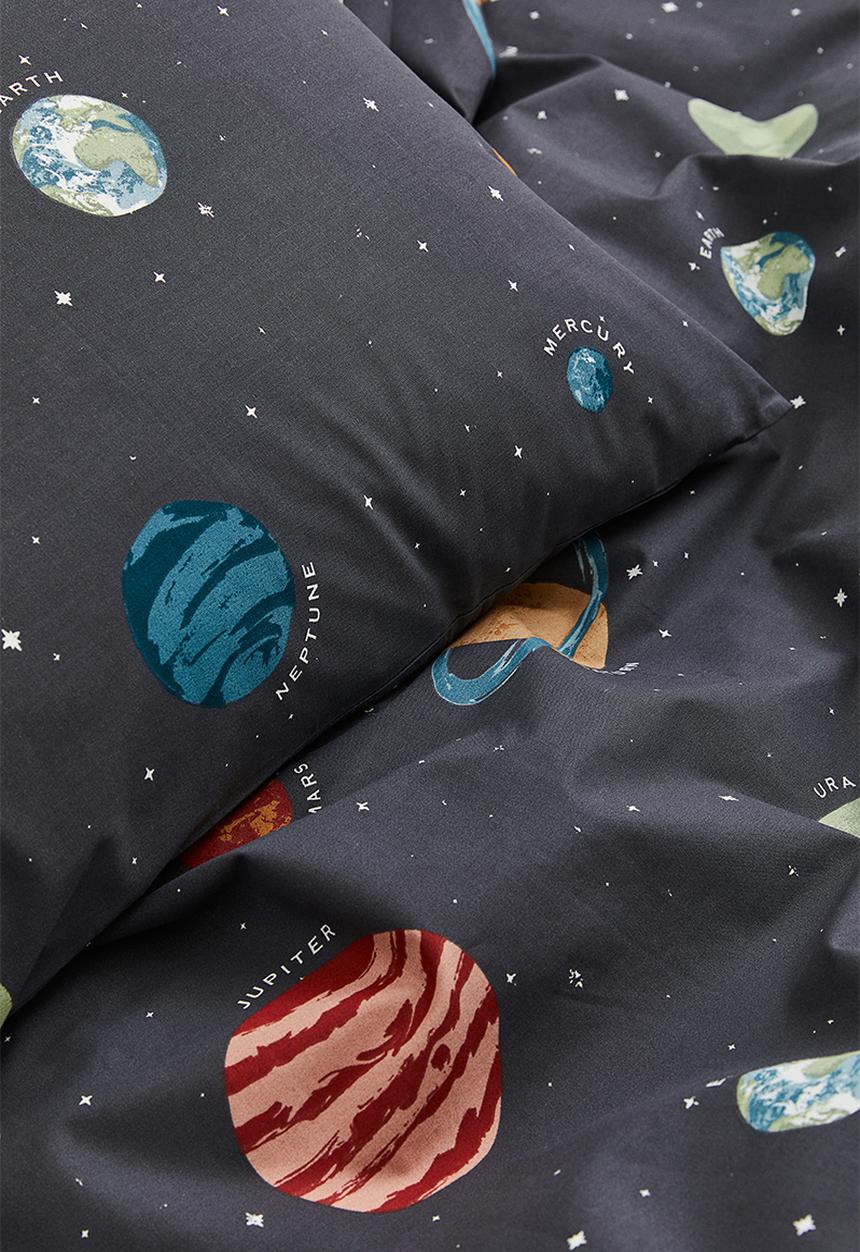 H&M - Patterned single duvet cover set - grey/multi