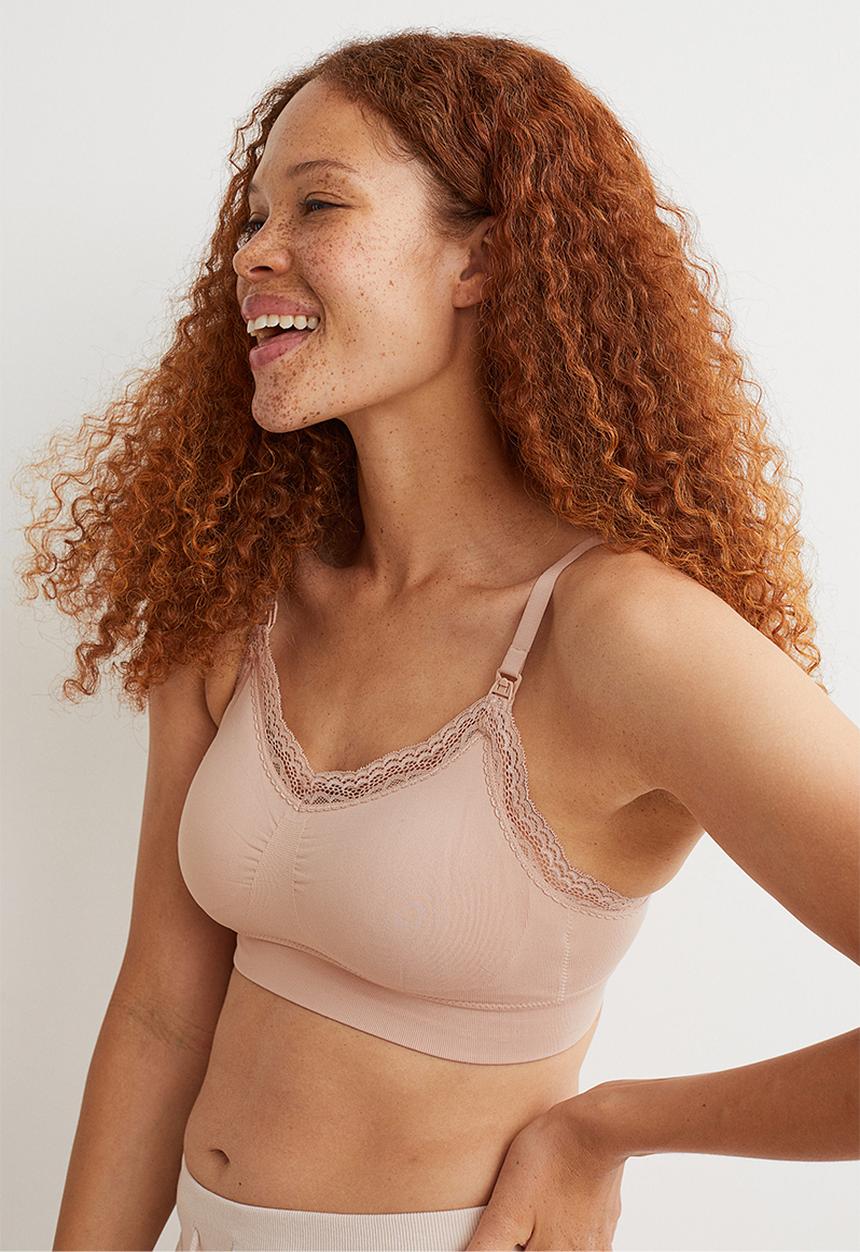 H&M - Mama 2 pack padded nursing bras - powder pink & black