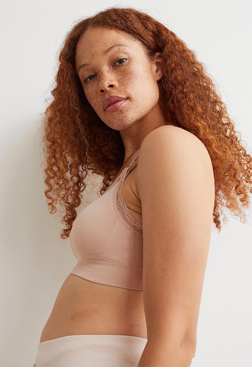 H&M - Mama 2 pack padded nursing bras - powder pink & black
