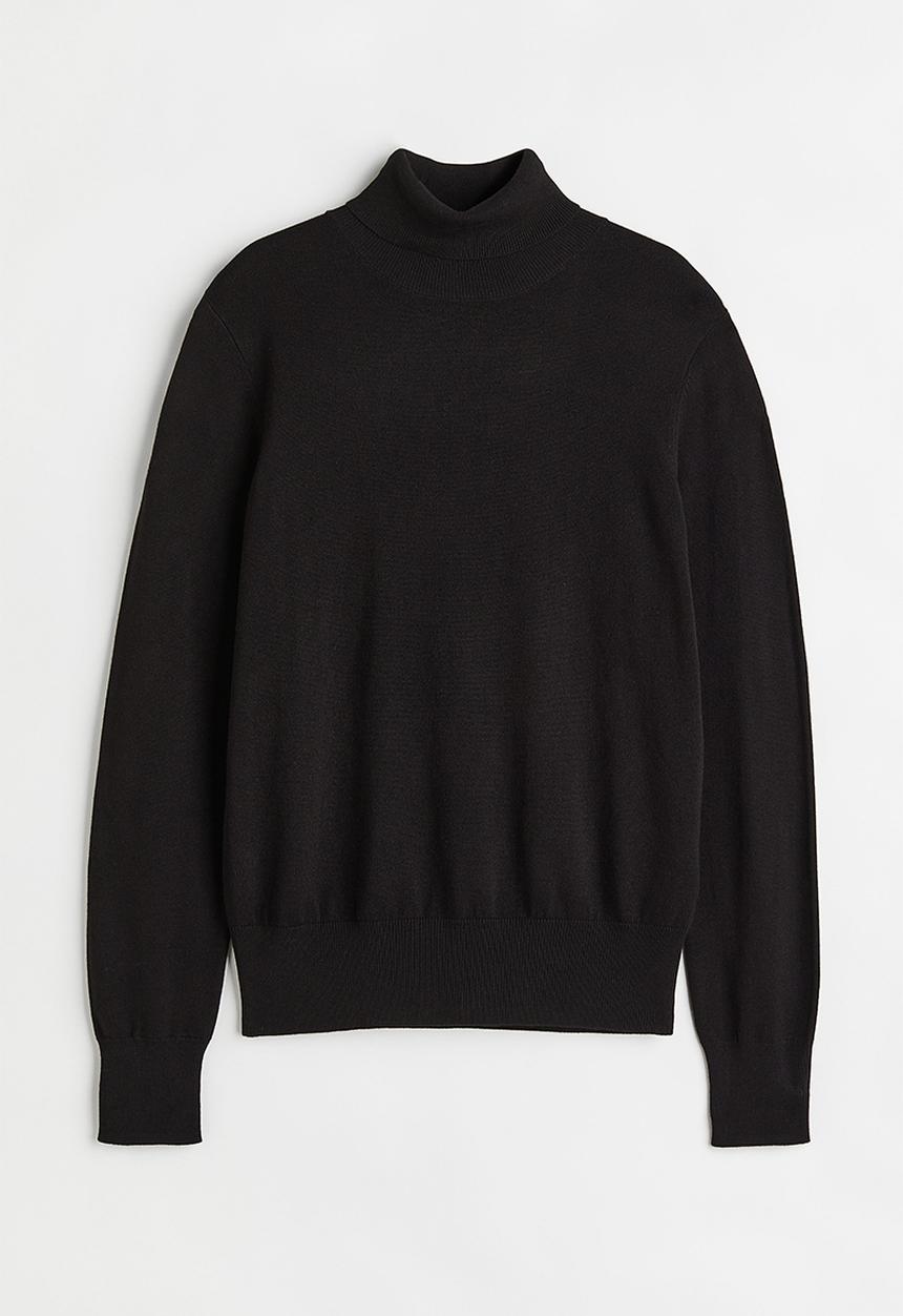 H&M - Fine-knit polo-neck jumper - black