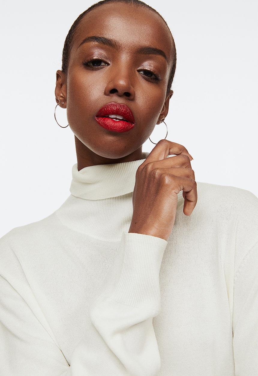 H&M - Fine-knit polo-neck jumper - white