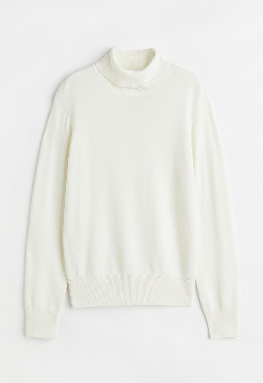 H&M - Fine-knit polo-neck jumper - white