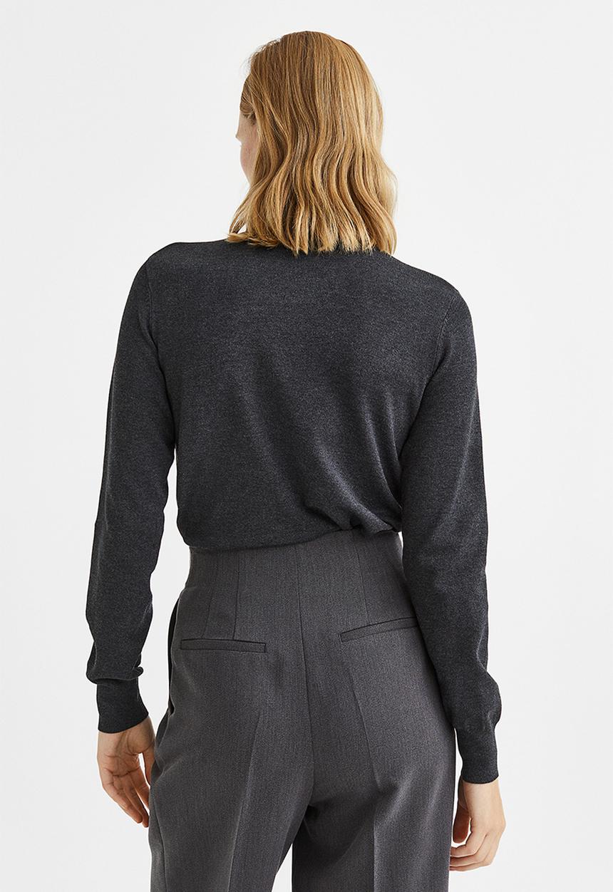 H&M - Fine-knit polo-neck jumper - dark grey marl