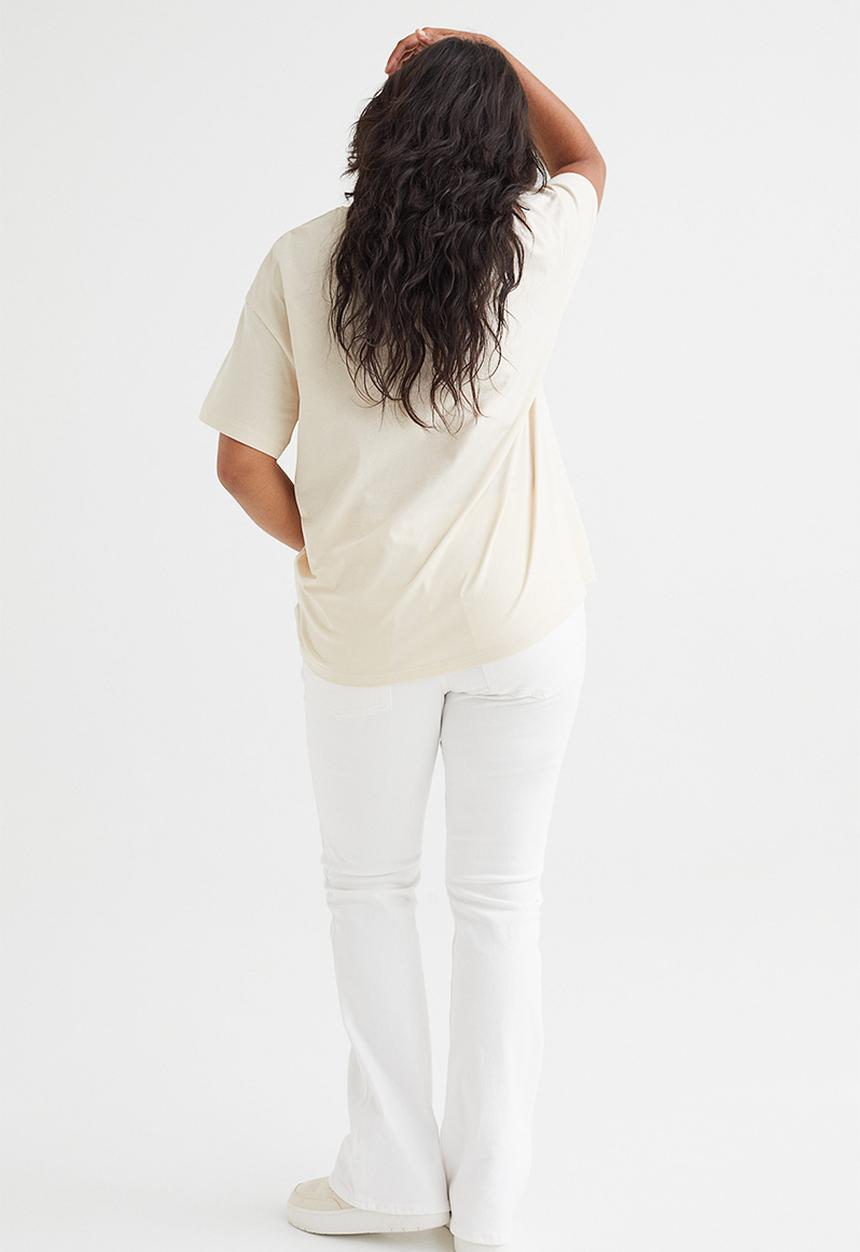 H&M - Oversized printed T-shirt - light beige/nirvana