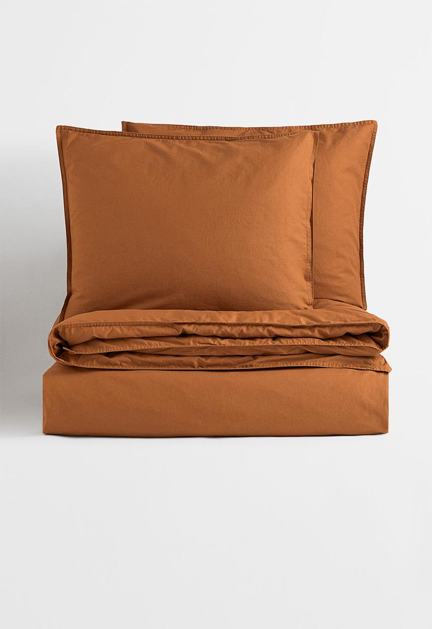 H&M - Double/king size cotton duvet cover set - brown