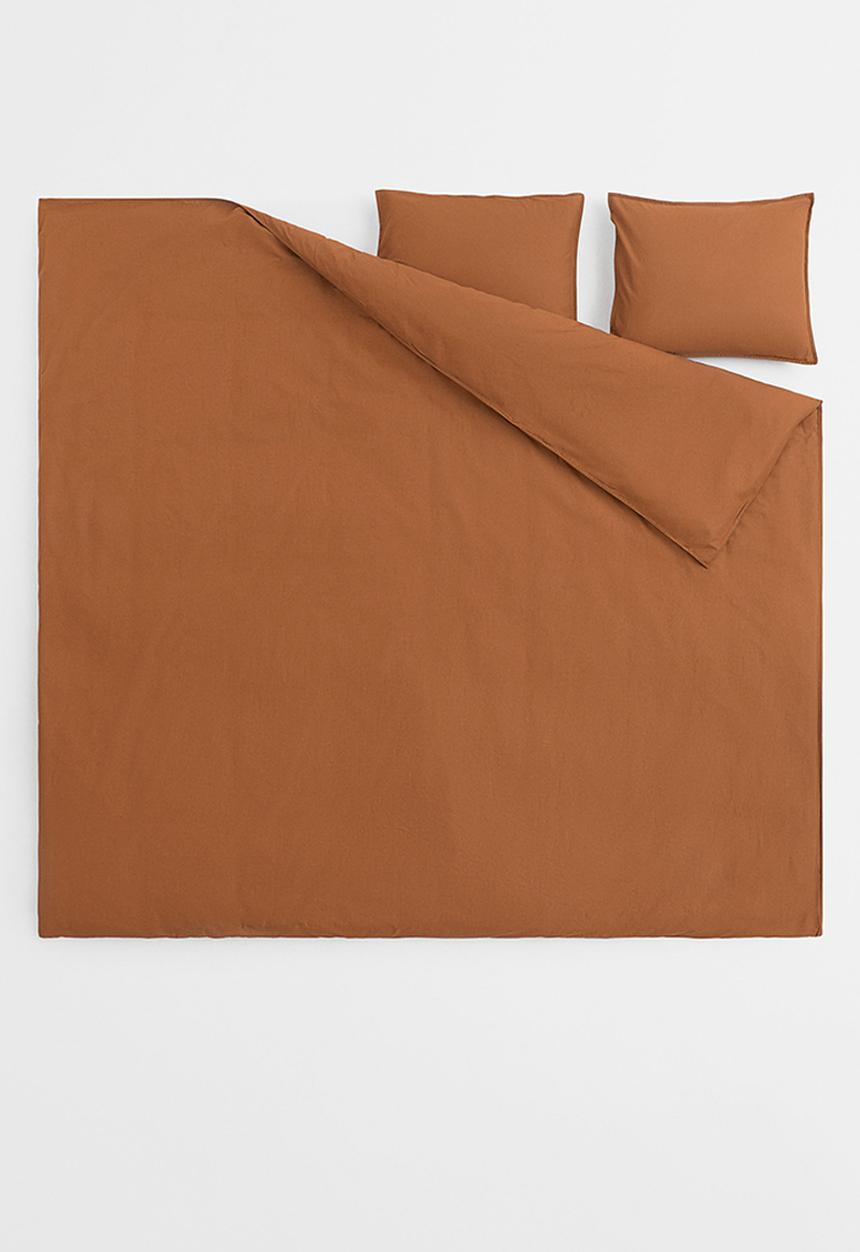 H&M - Double/king size cotton duvet cover set - brown