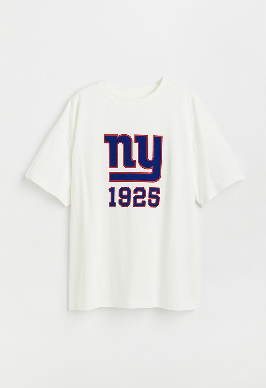 H&M - Oversized printed T-shirt - cream/nfl