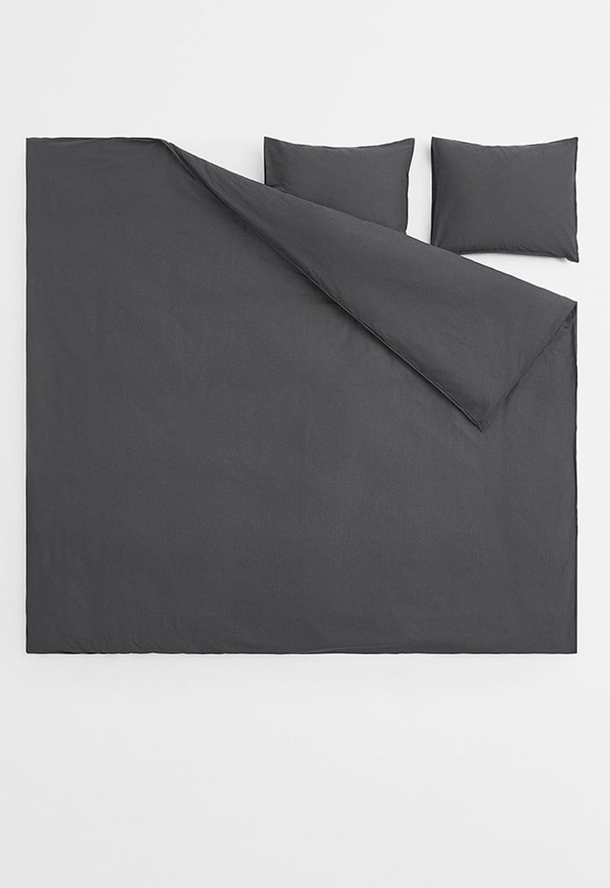 H&M - Double/king size cotton duvet cover set - grey