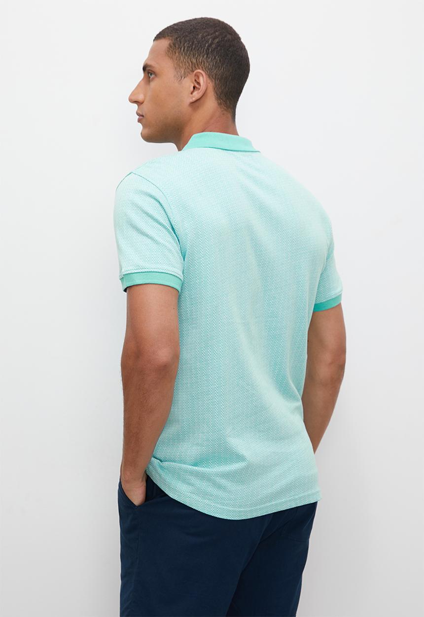 Lark & Crosse - Regular fit textured pattern golfer - aqua