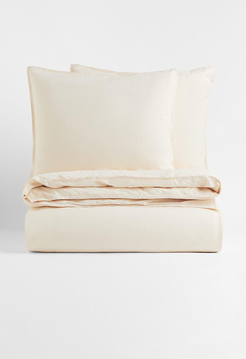 H&M - Cotton duvet cover set - light beige