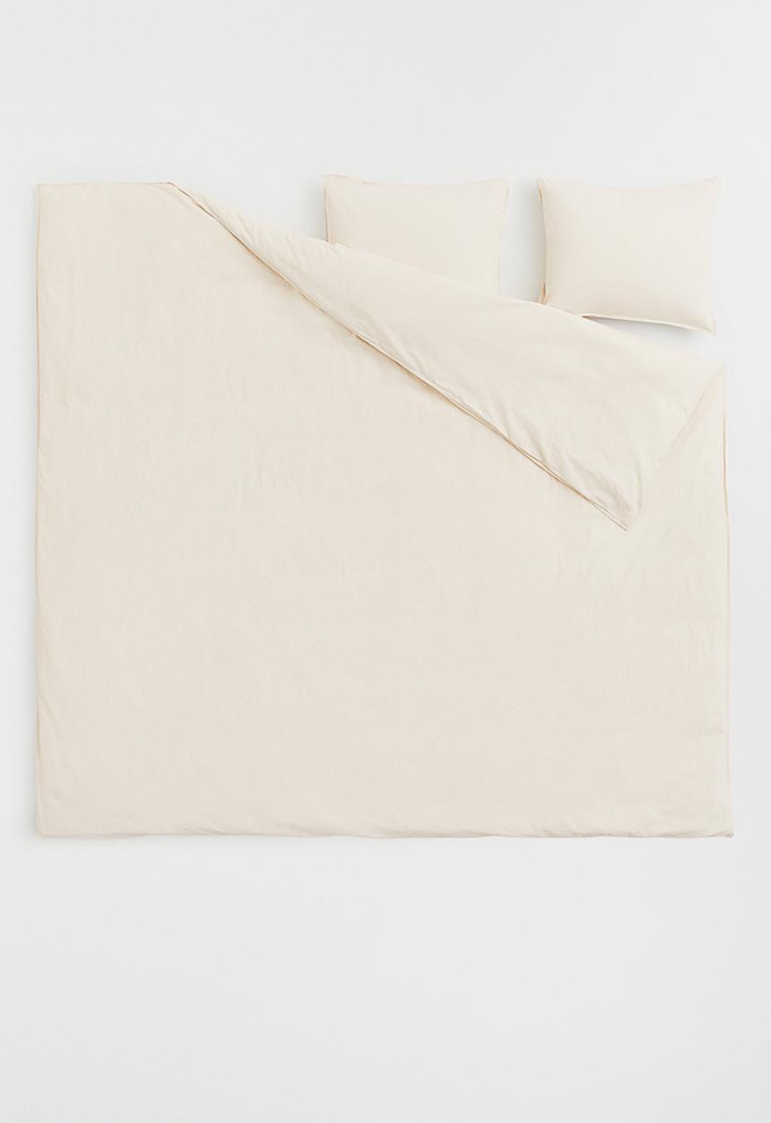 H&M - Cotton duvet cover set - light beige