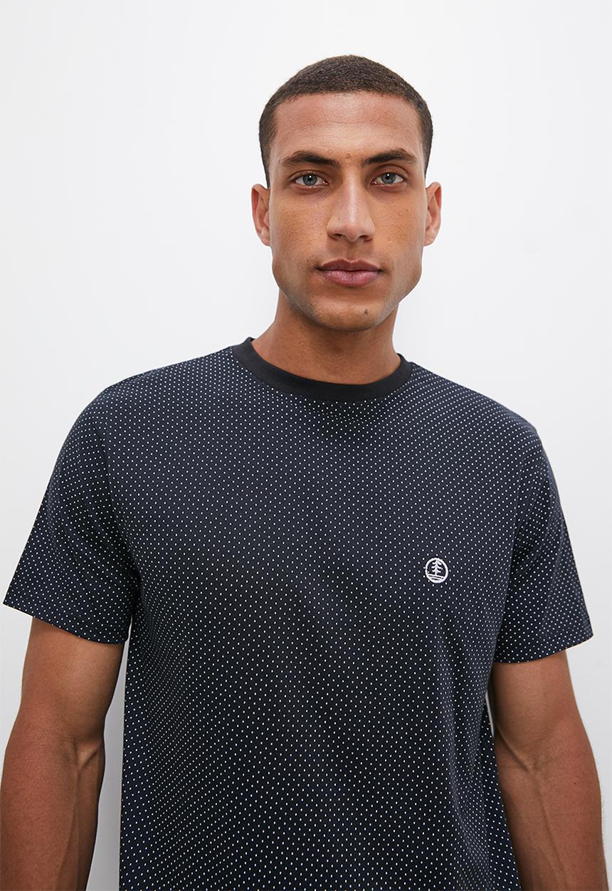 Lark & Crosse - Allover printed pattern crew neck tee - black
