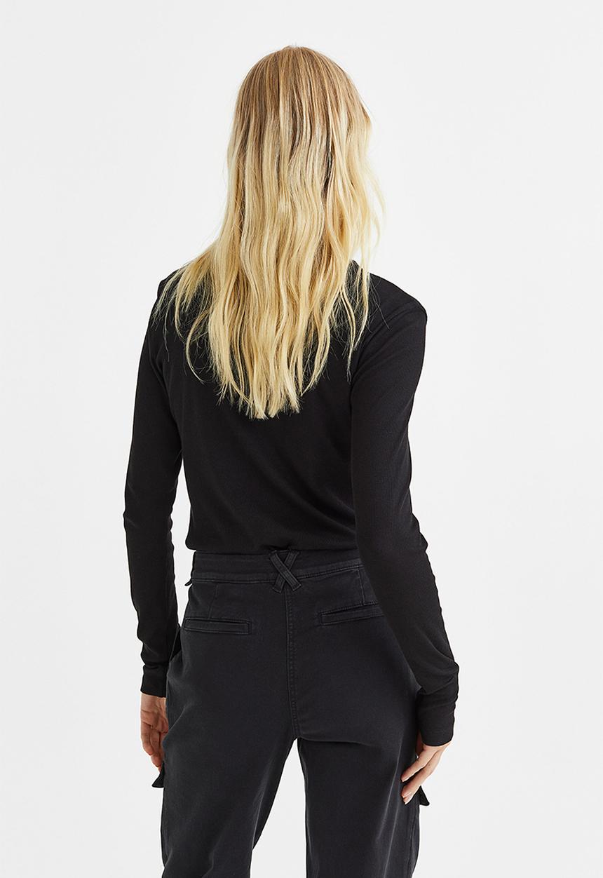 H&M - Modal-blend polo-neck top - black