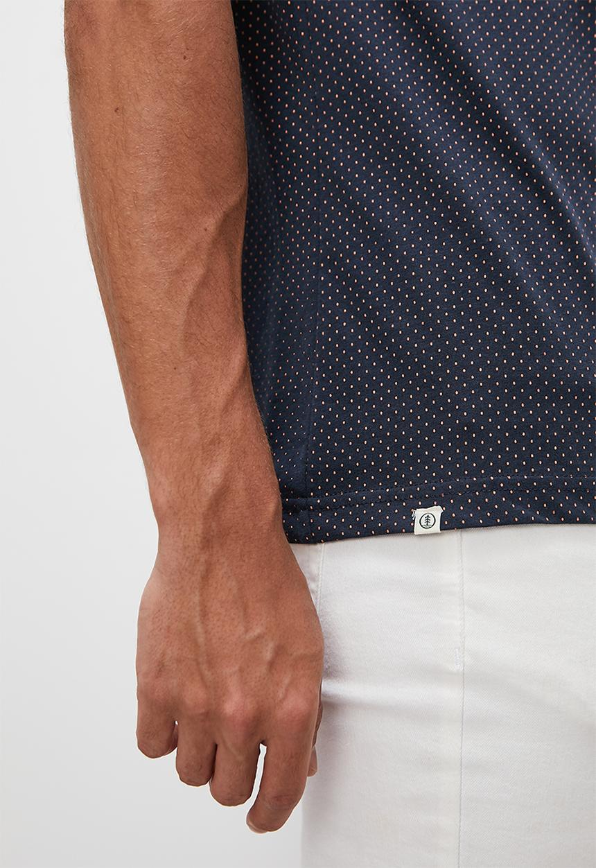 Lark & Crosse - Allover printed pattern crew neck tee - navy