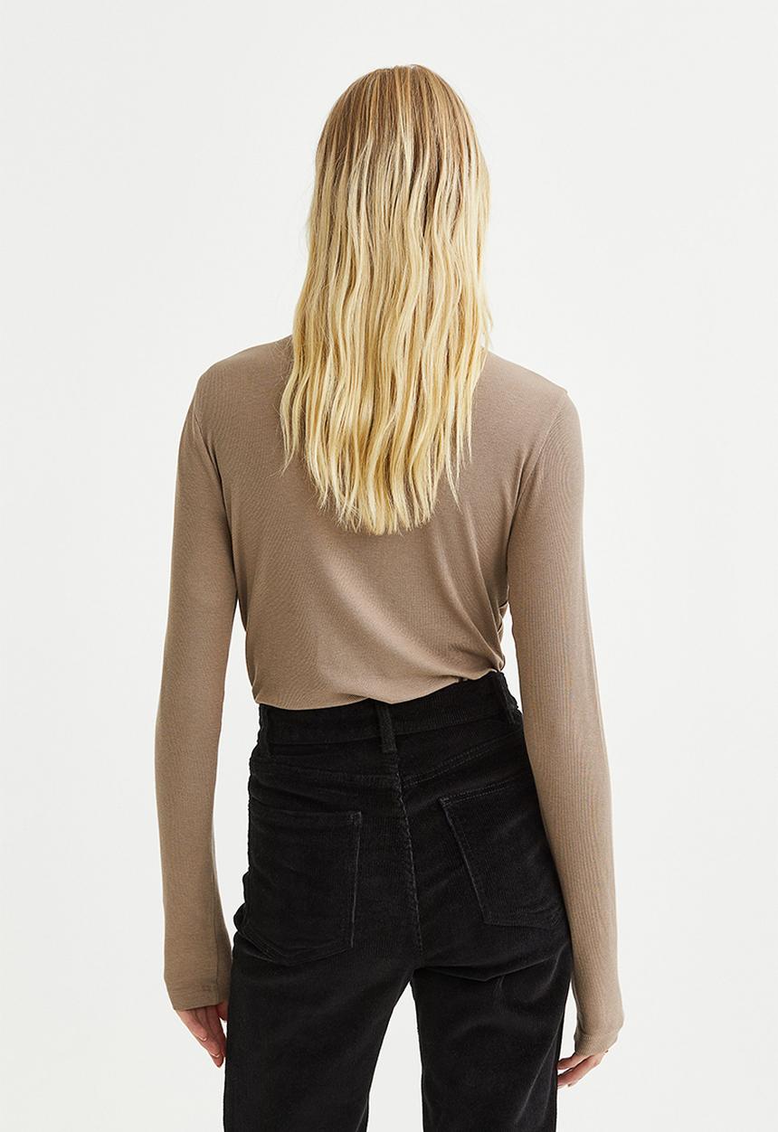 H&M - Modal-blend polo-neck top - beige