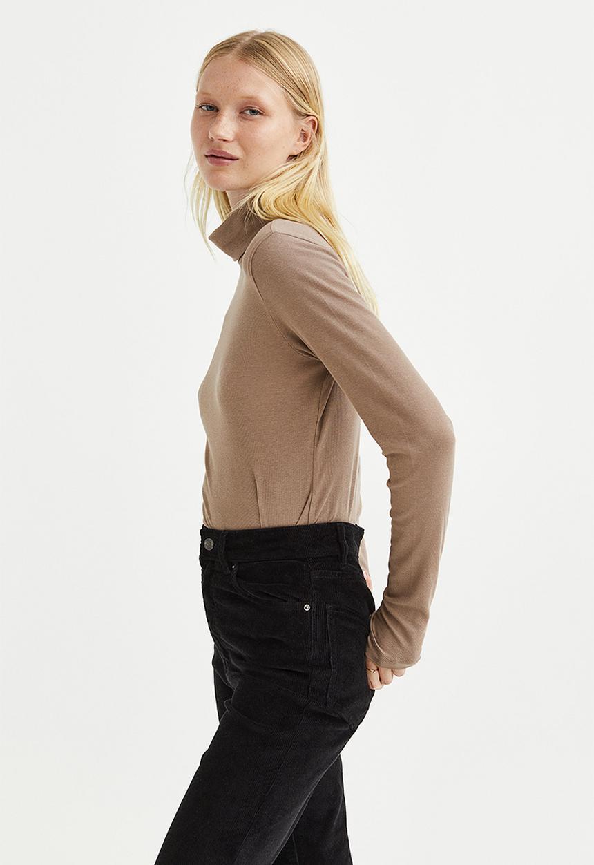 H&M - Modal-blend polo-neck top - beige