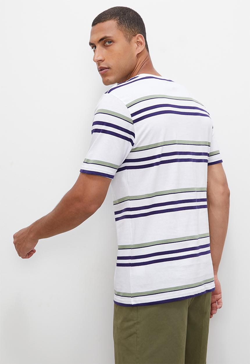 Lark & Crosse - Horizontal stripe tee - white