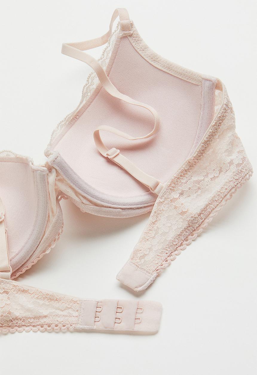 H&M - Lace push-up bra - dusty rose 