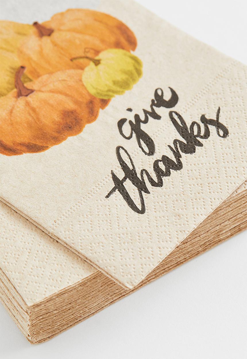 H&M - 15-pack paper napkins - beige/multi