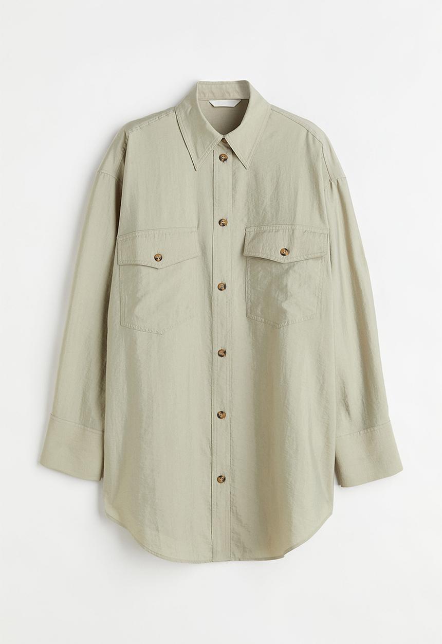 H&M - Oversized shirt - green beige