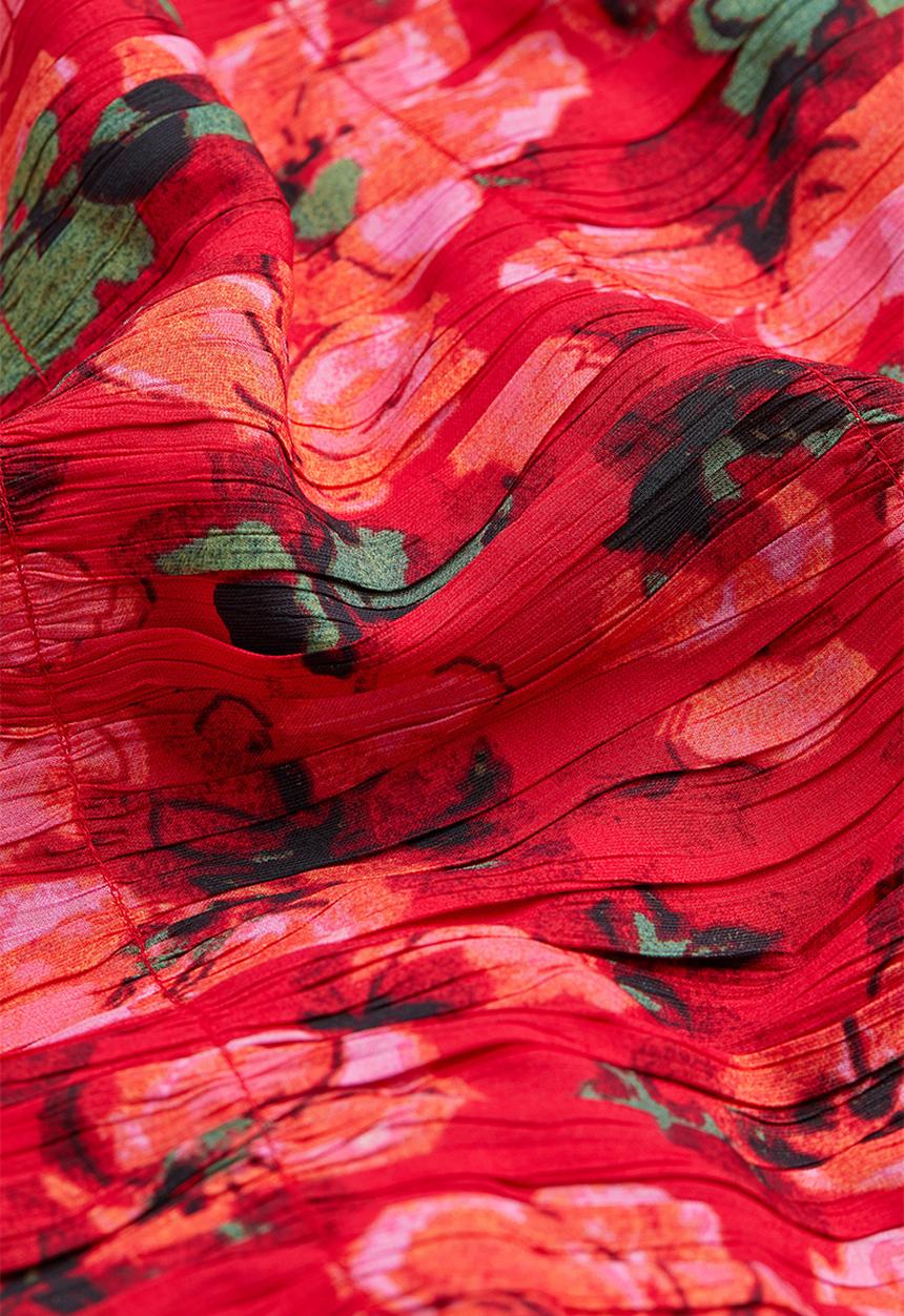 H&M - Gathered crêpe skirt - red/floral