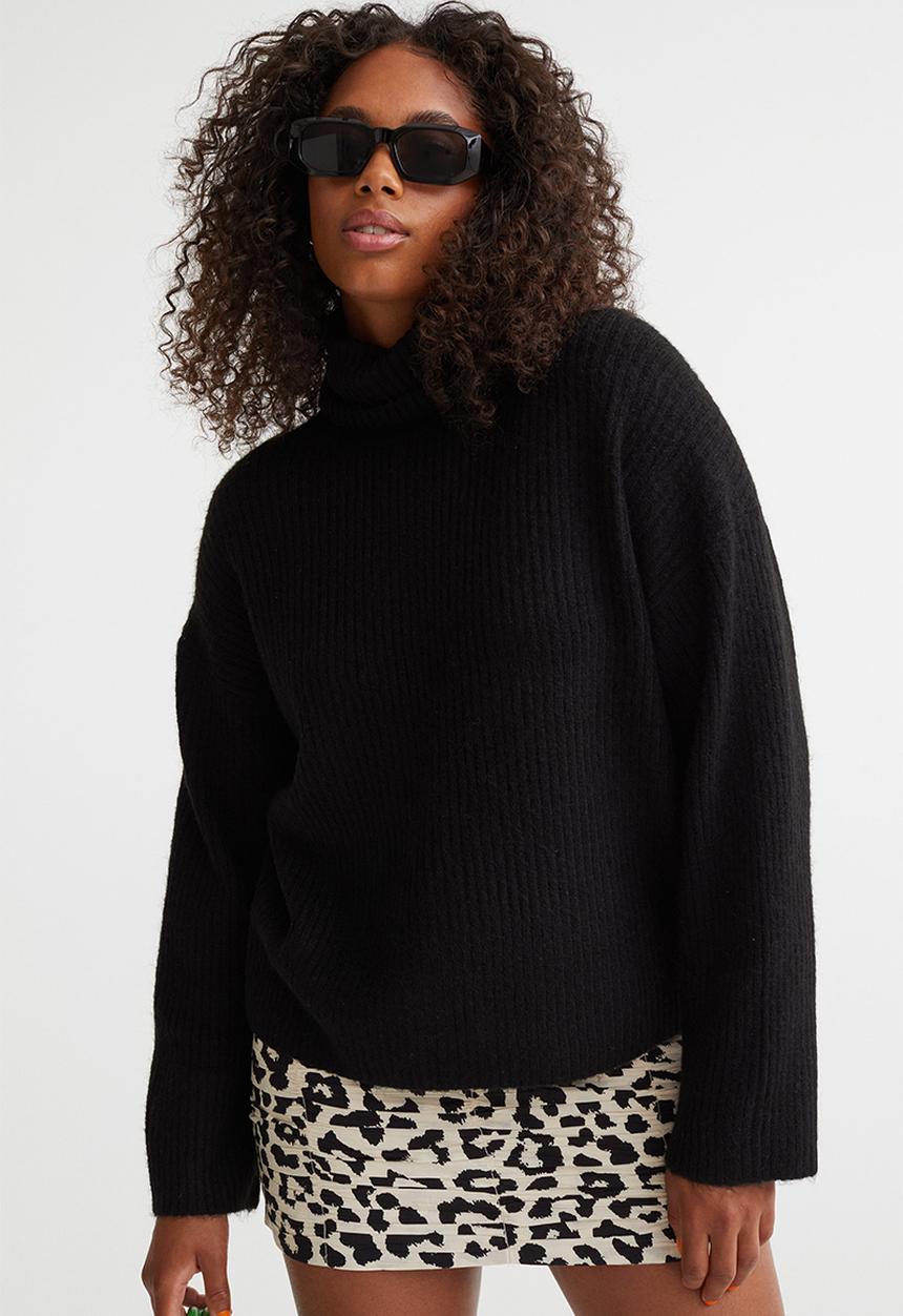 H&M - Gathered crêpe skirt - cream/leopard-print