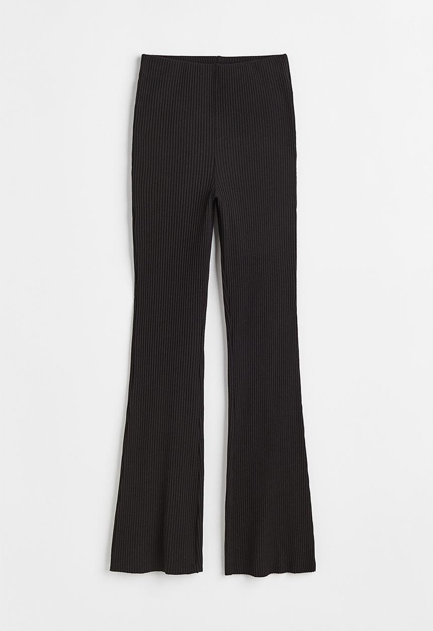 H&M - Flared ribbed leggings - black