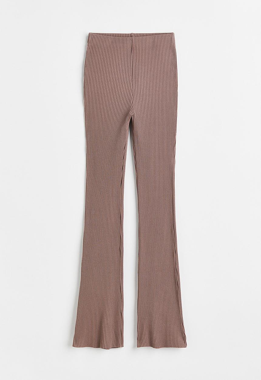 H&M - Flared ribbed leggings - dark beige